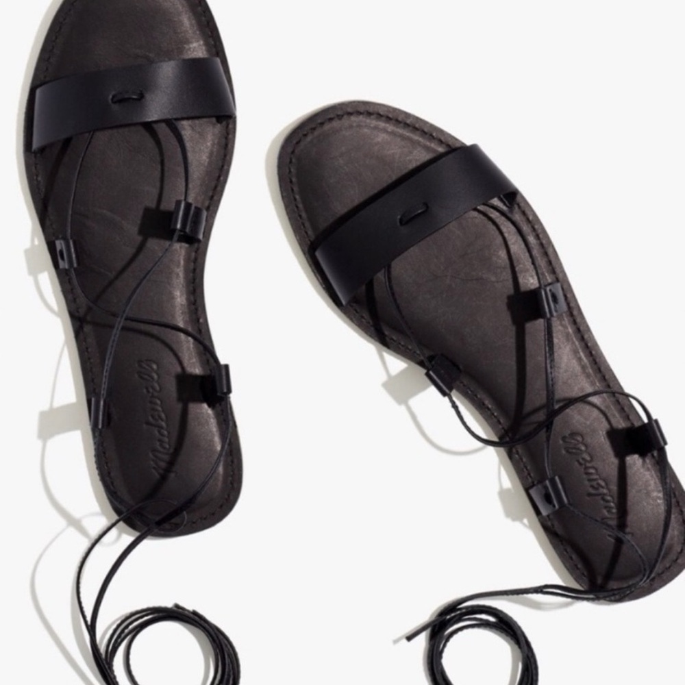 Madewell Black Lace-Up Gladiator Sandals